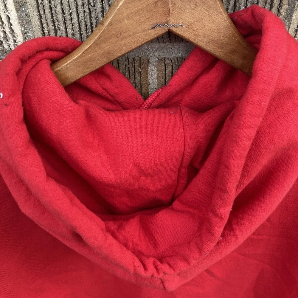 The North Face Men's Small Red THRASHED‎ Hoodie Pullover Paint Splatter Etc